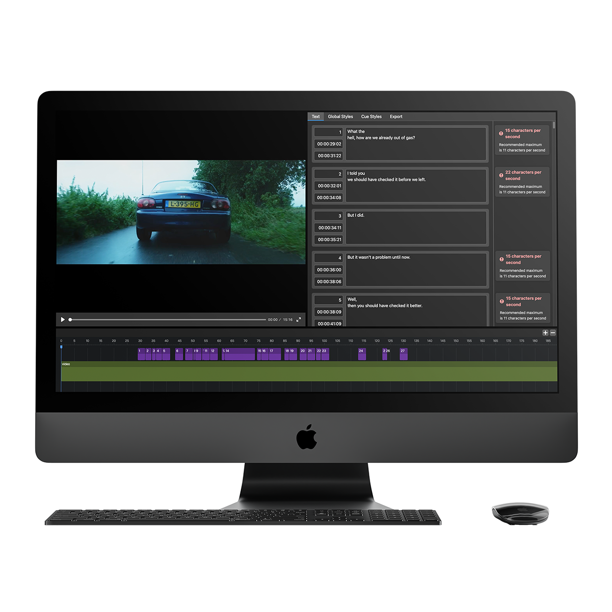 Caption Styler applicatie mockup op een computer scherm